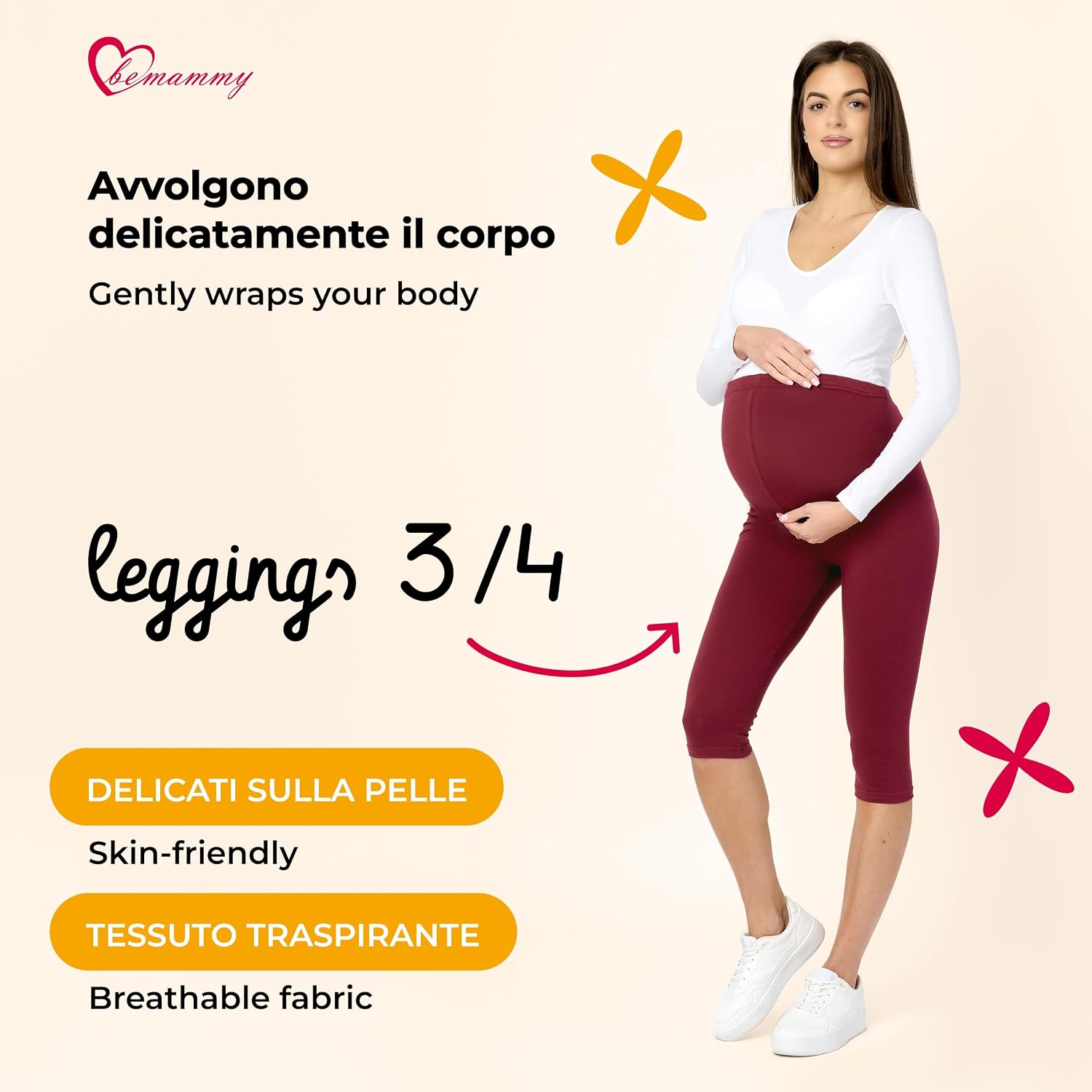Detalle 2 de Be Mammy Leggings Premaman 3/4 BE20-229