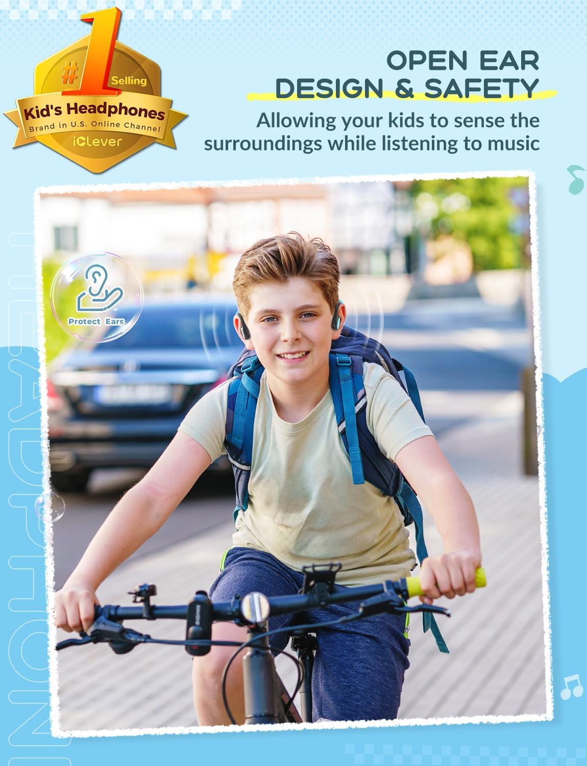 Thumbnail 1 de iClever Kinder-Kopfhörer mit Knochenleitung (offen), IPX5 & Bluetooth 5.3 – sicherer Hörgenuss für Kinder