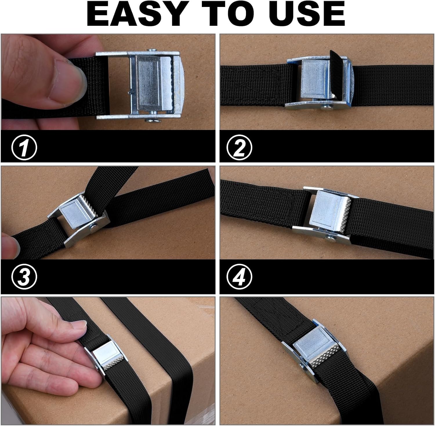 Thumbnail 2 de Kit de sangles d’arrimage URAQT (4 pièces) avec boucle à cliquet, 6 m pour moto, voiture et porte-vélos