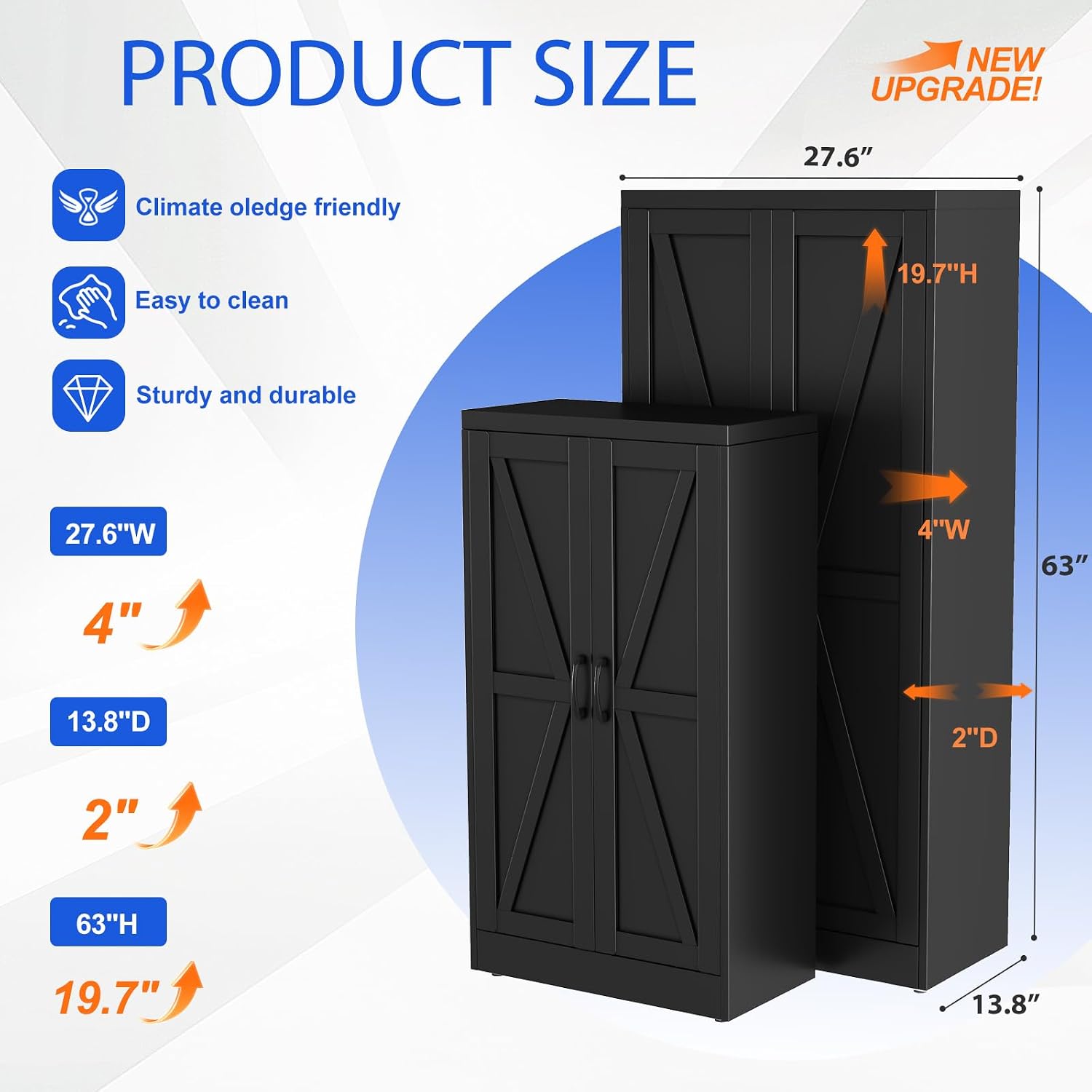 Thumbnail 1 de GAIOUS MG-XM-SM007 63-Inch Metal Storage Cabinet with 2 Doors and 3 Adjustable Shelves