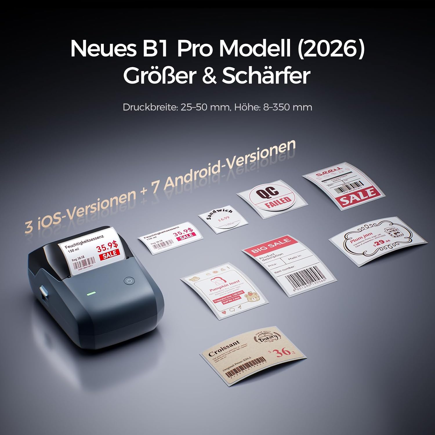 Thumbnail 3 de NIIMBOT B1 Pro Etikettendrucker für größere Etiketten (300 DPI, Foto-Print), blau