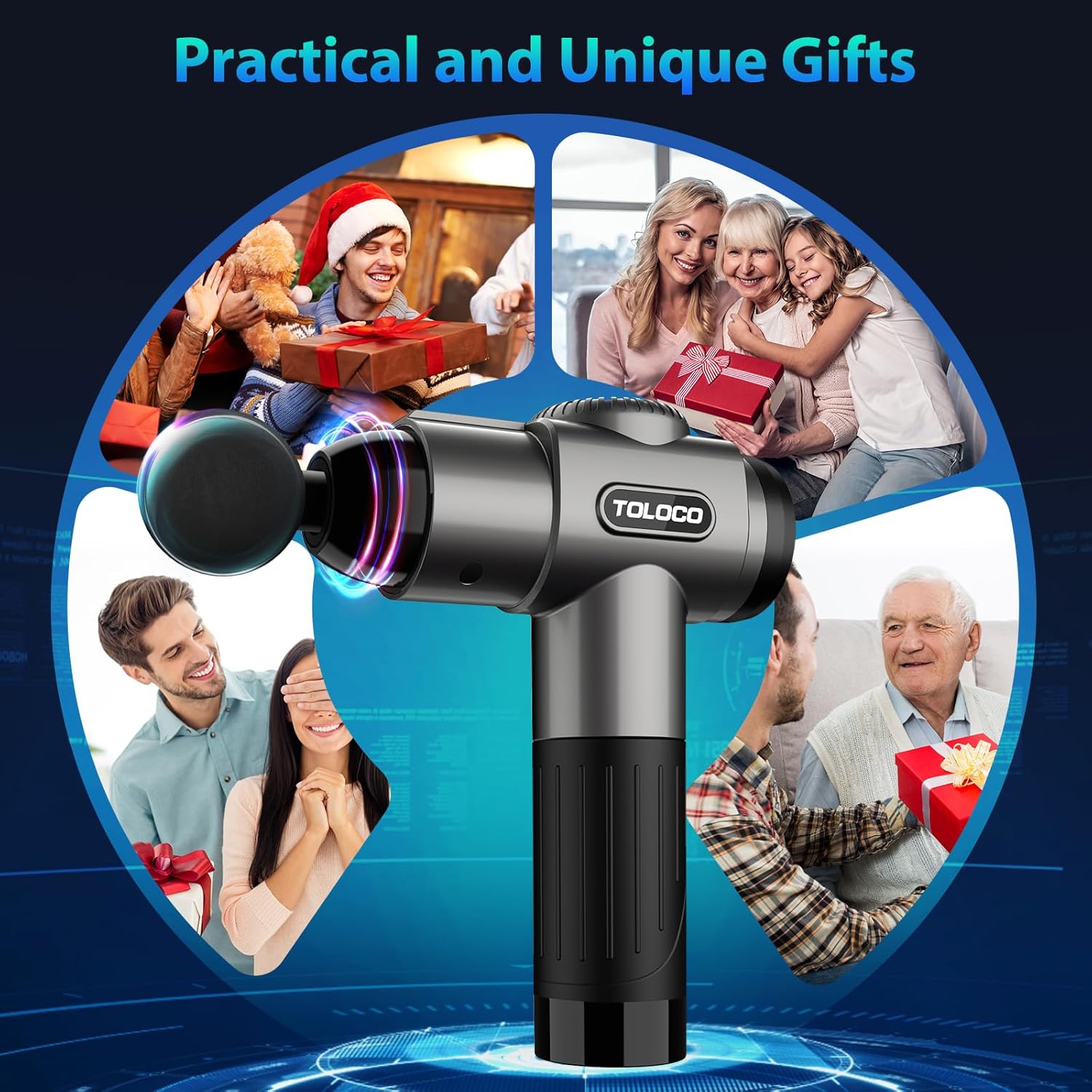 Thumbnail 6 de TOLOCO Massage Gun (Deep Tissue Percussion Massager) with 10 Massage Heads, Silent Brushless Motor, Grey
