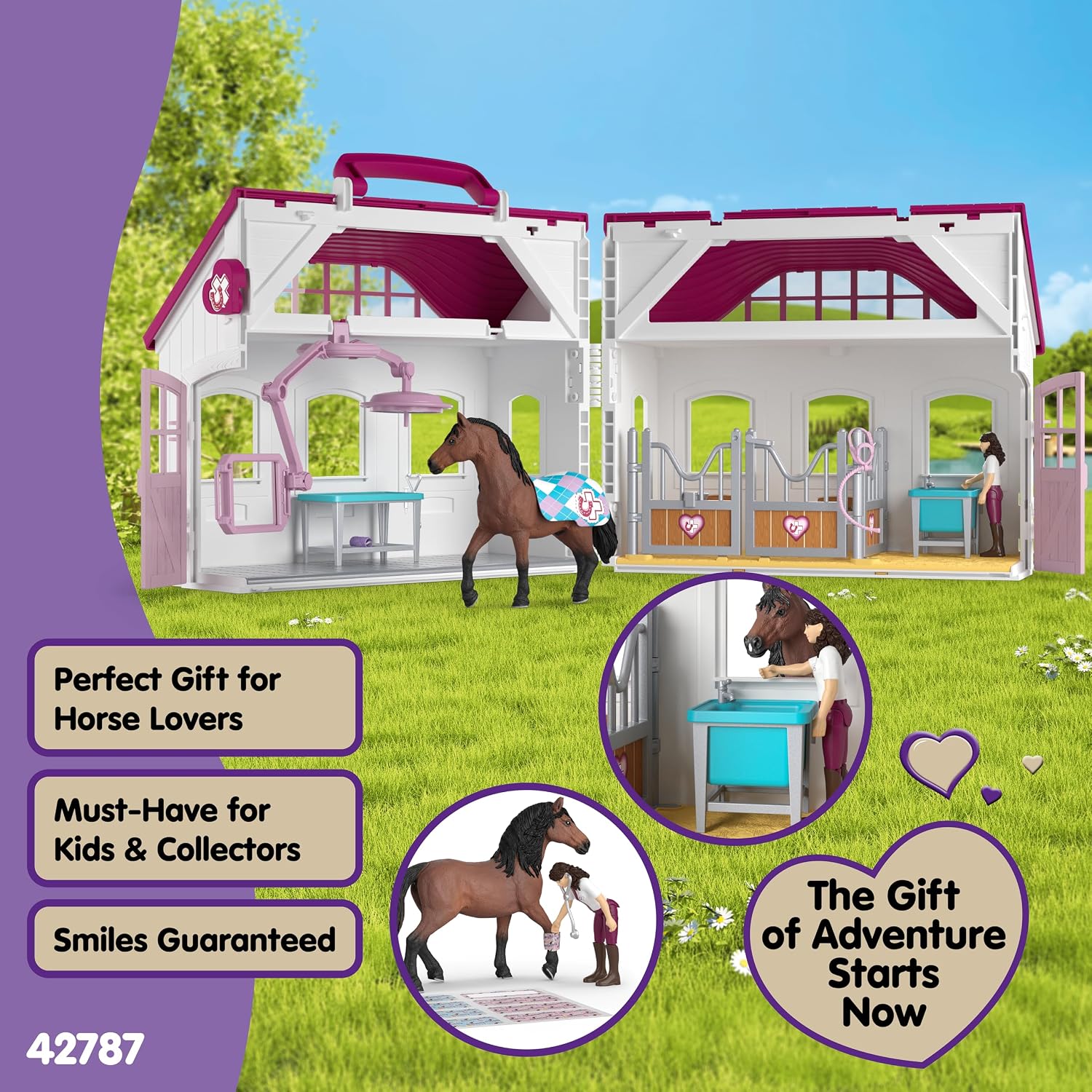 Thumbnail 6 de SCHLEICH Horse Club Pferdeklinik Heilende Hufe – 64-teiliges, transportables Set
