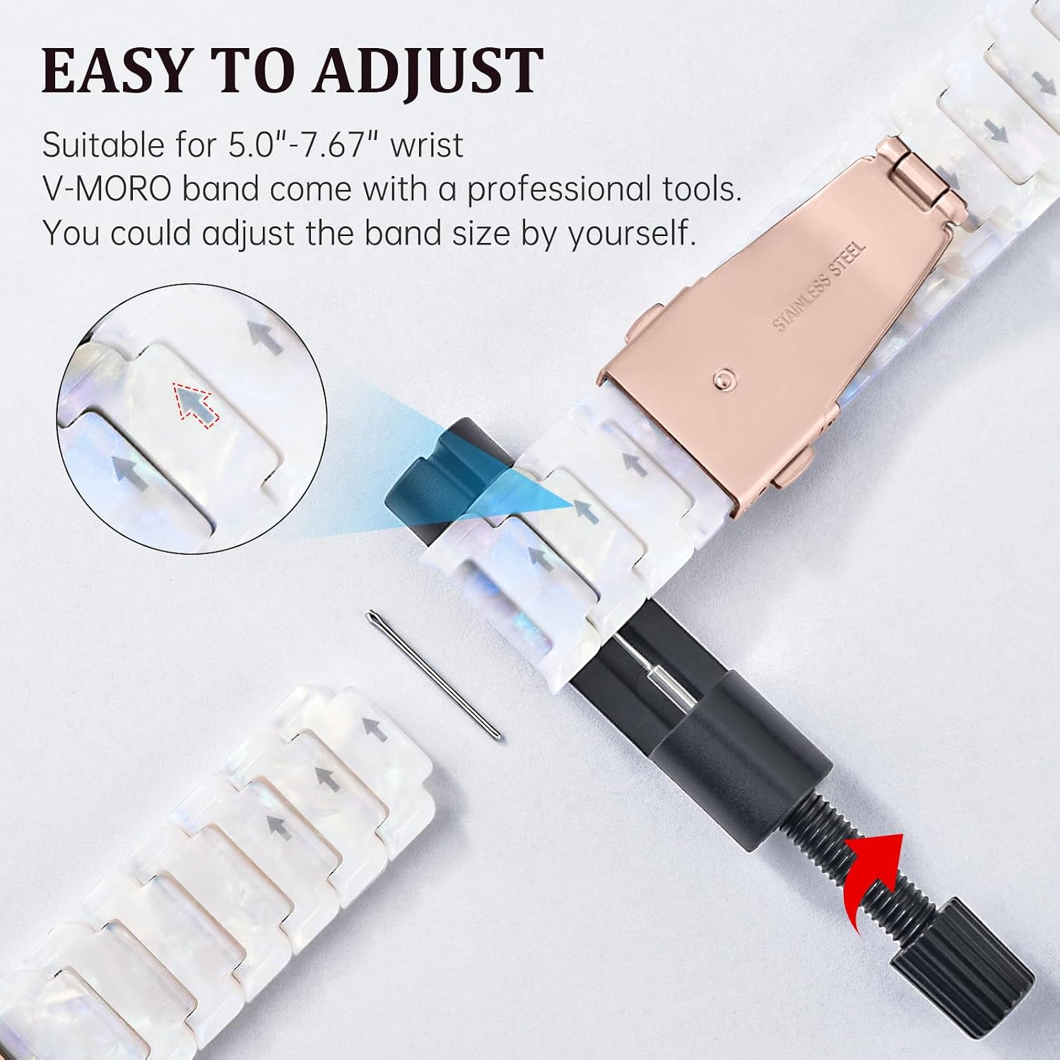 Detalle de V-MORO Resin Band for Apple Watch (41/40/38mm & 42mm) – Aurora White