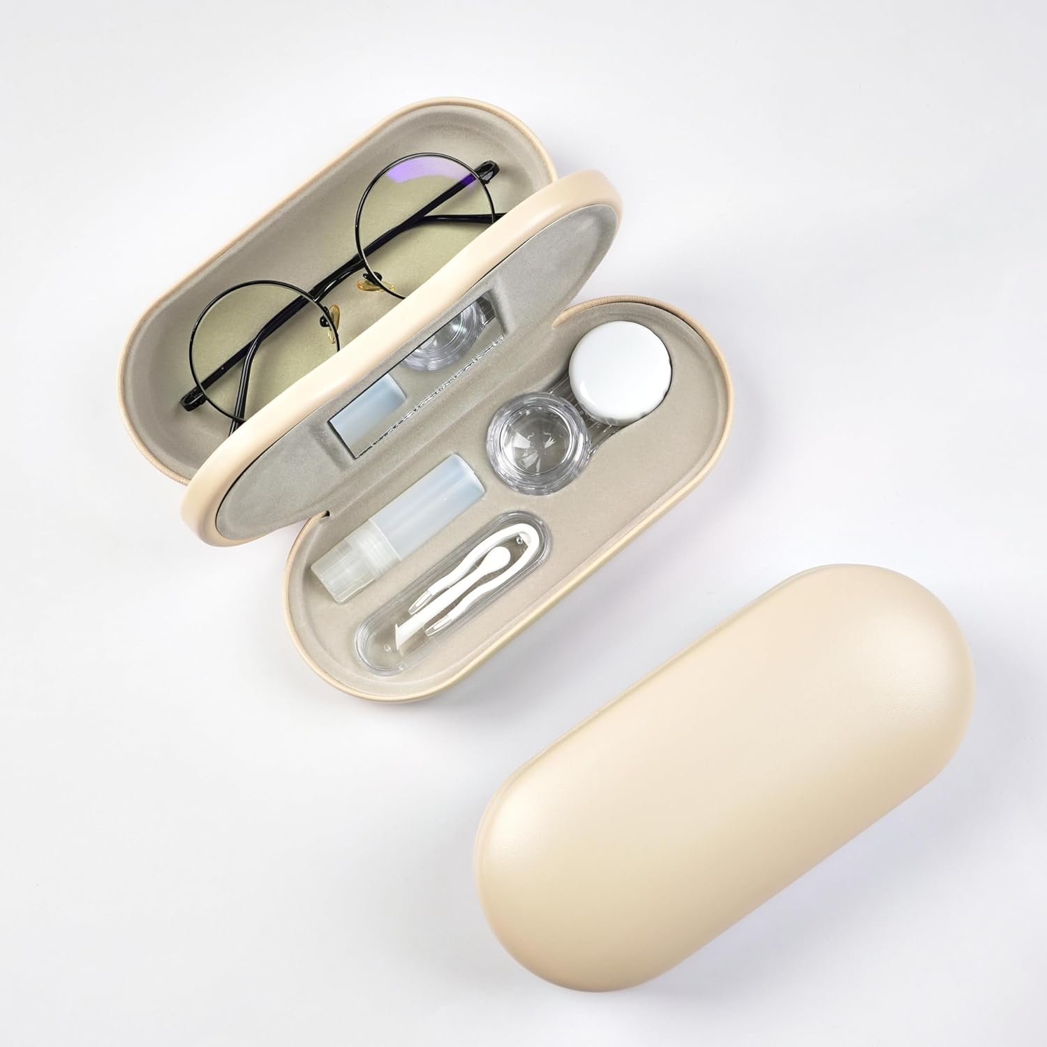 Detalle 2 de Eyeglass Case Double Sided Travel Size: 2-in-1 Portable Box with Built-In Mirror