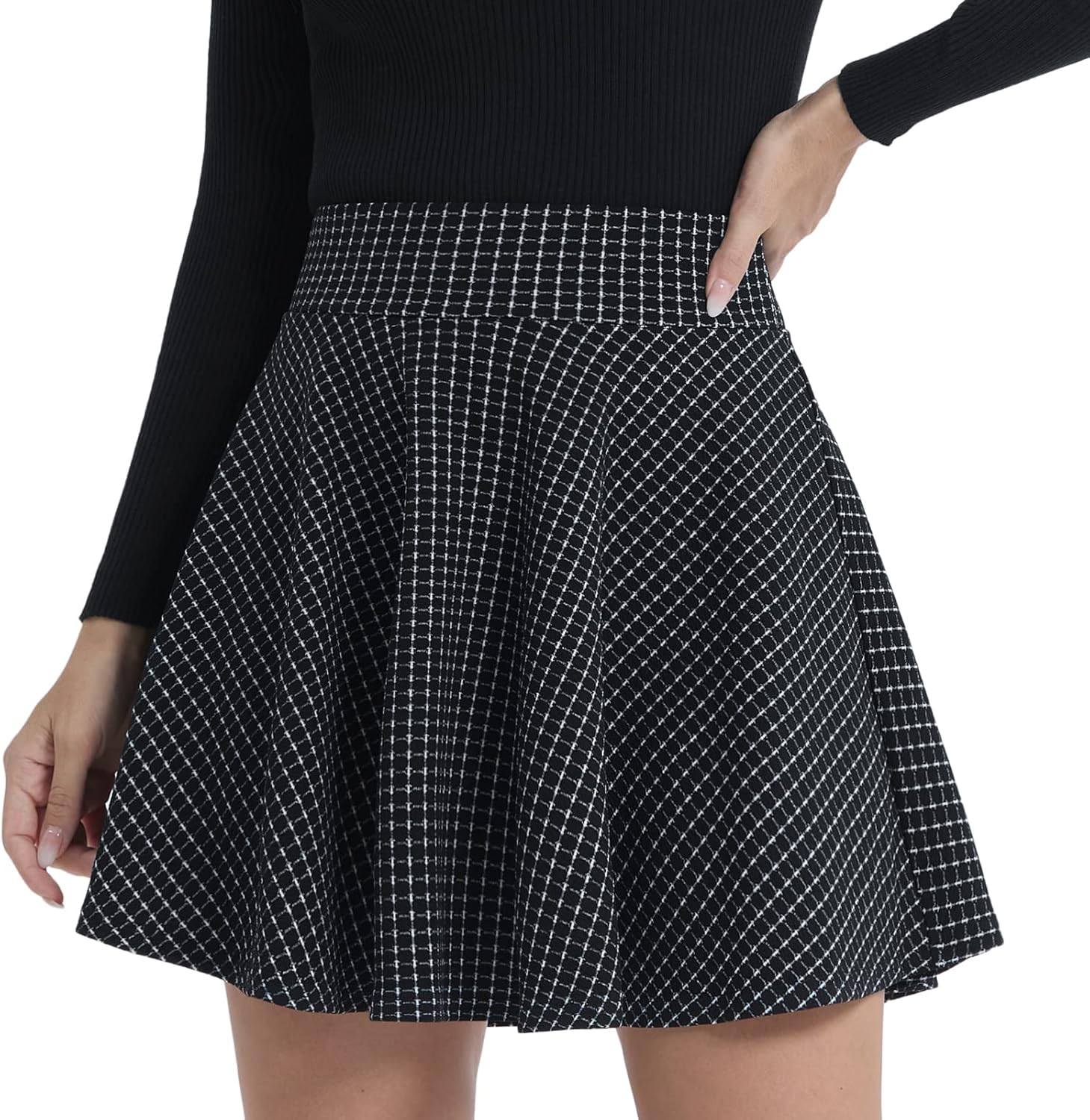 Thumbnail 5 de DJT Mädchen Mini-Skaterrock mit Shorts – Basic Solid, dehnbar, mit elastischem Bund