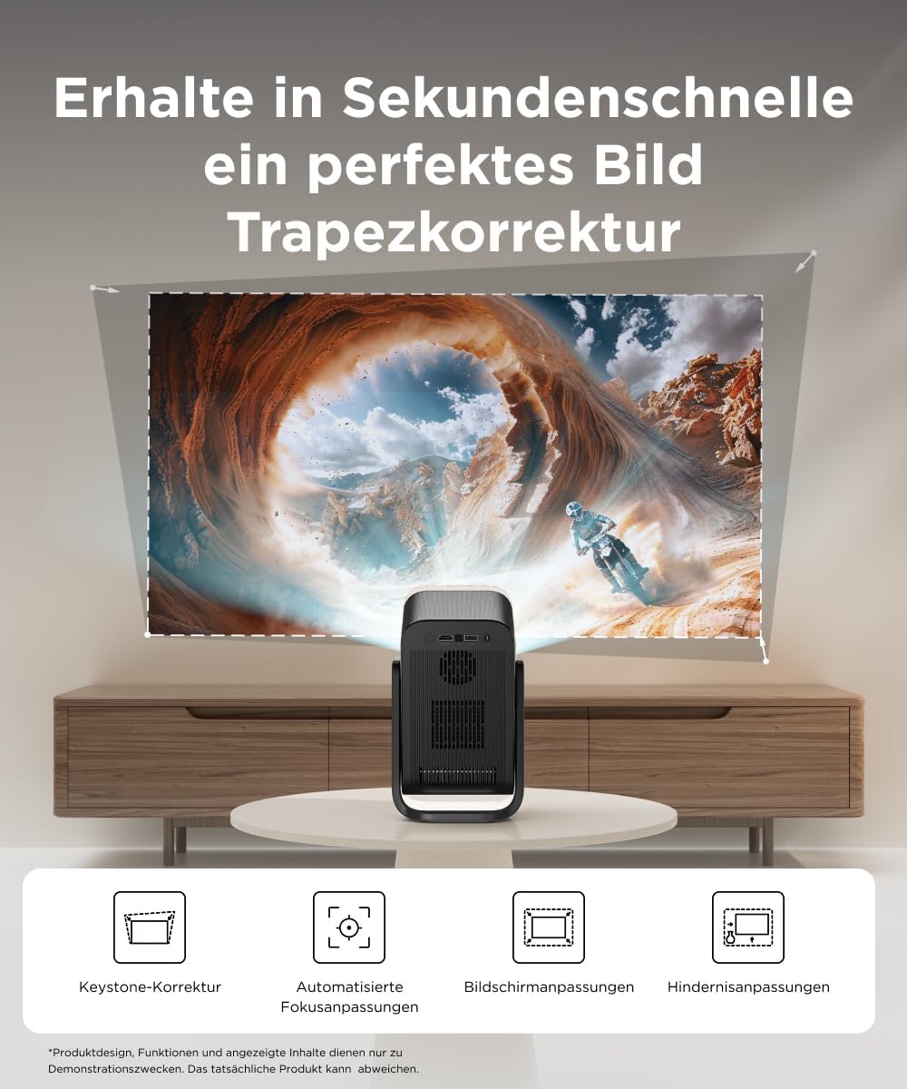 Detalle de TCL C1 GTV Mobiler Projektor (Native 1080p) mit integriertem Gimbal, Autofokus und WLAN/Bluetooth