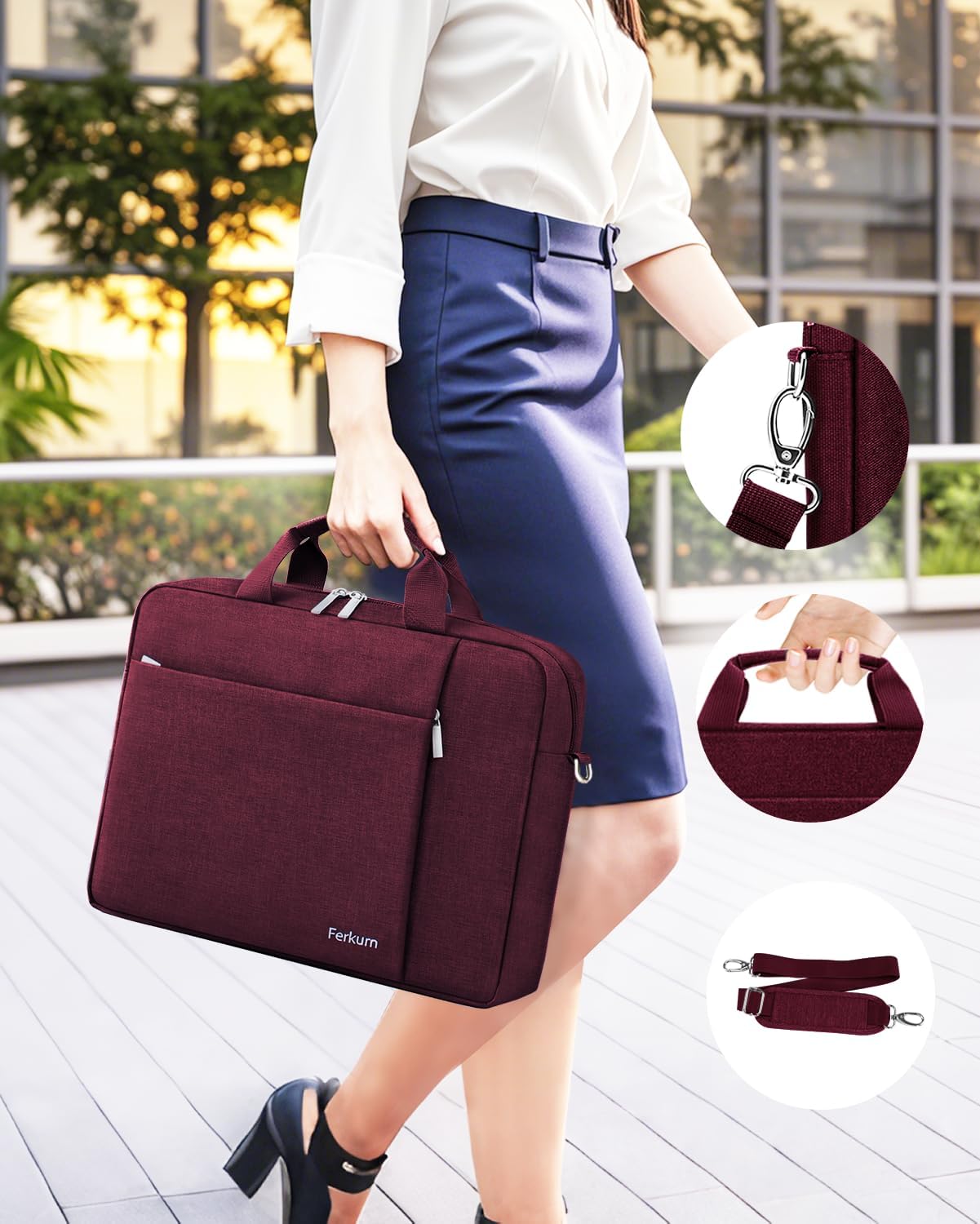 Thumbnail 4 de Ferkurn Laptop Bag Case for Women Men – Water-repellent slim messenger with padded 15.5 x 11.5 x 1.7 inch interior