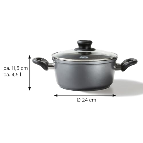 Detalle de STONELINE Casserole 24 cm avec couvercle en verre – Revêtement pierre antiadhésif, compatible induction et four
