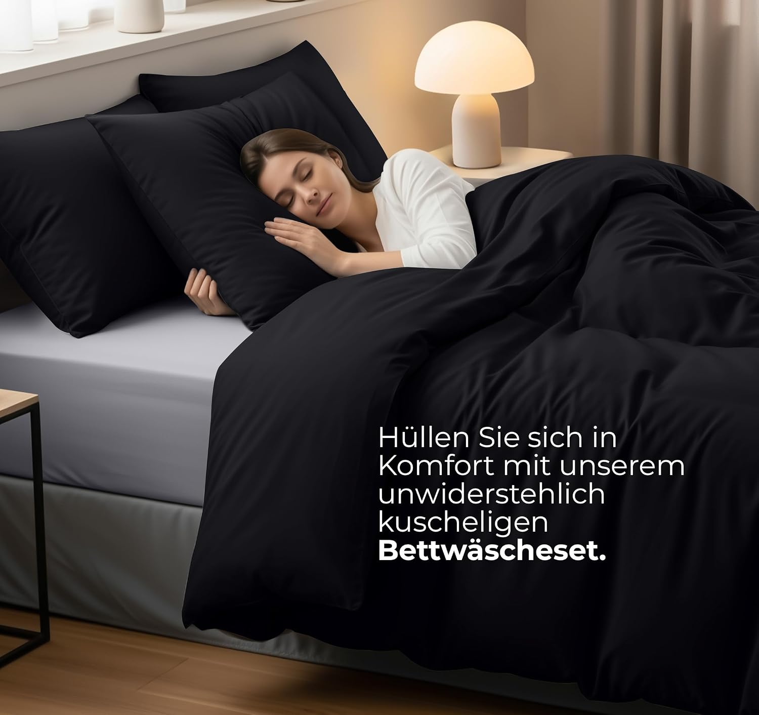 Thumbnail 2 de Utopia Bedding Bettwäsche-Set 135x200 (Mikrofaser) mit Kissenbezug 80x80 – Schwarz