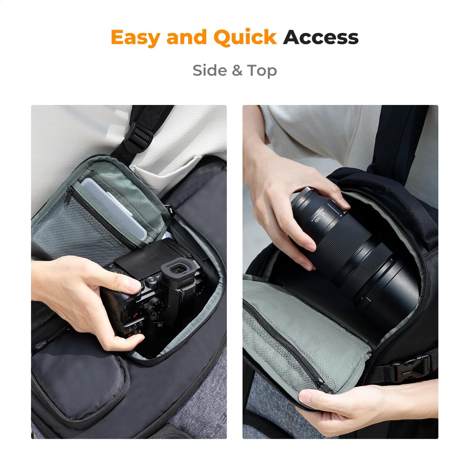 Detalle de K&F Concept Camera Backpack (Large Capacity) with Raincover – 25L photo bag with quick side access