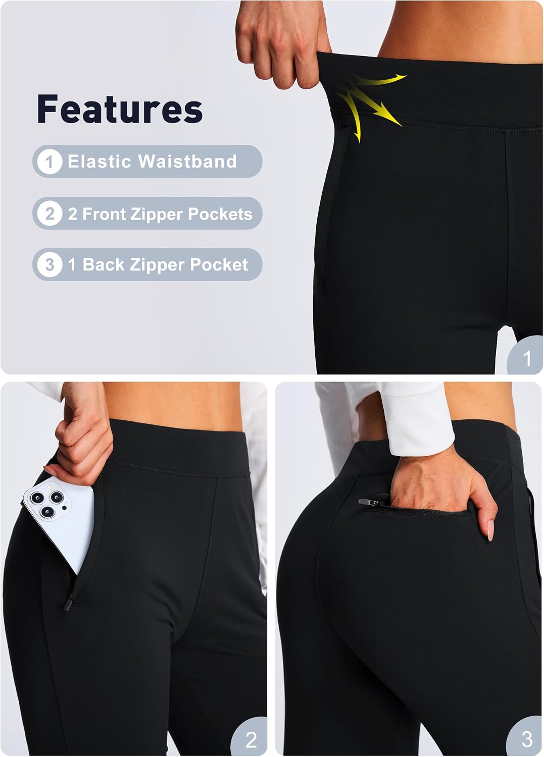 Detalle 1 de Libin Women's Fleece-Lined Flare Yoga Pants, Water-Resistant High Waist