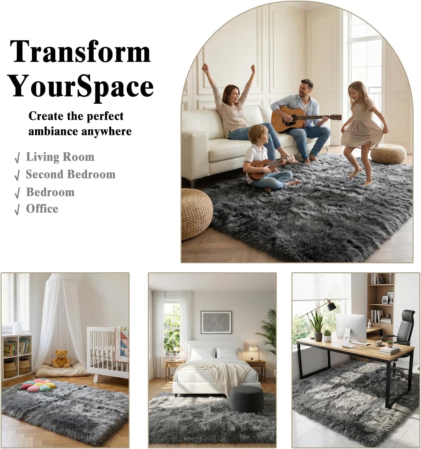 Thumbnail 4 de Mishukaze Tapis de Salon – Tapis de Course 50 x 80 cm Gris foncé, lavable et antidérapant