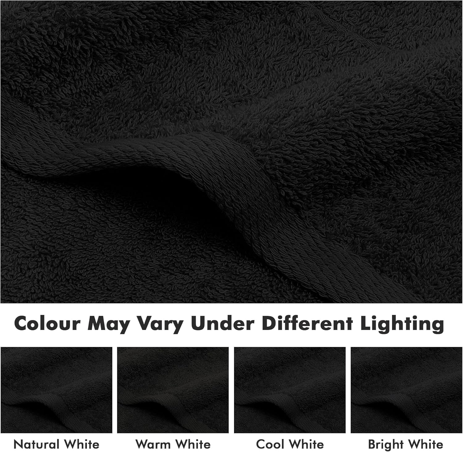 Thumbnail 4 de Novo Home Hand Towels for Bathroom – 100% Cotton, Pack of 6 (50x85cm) in Black