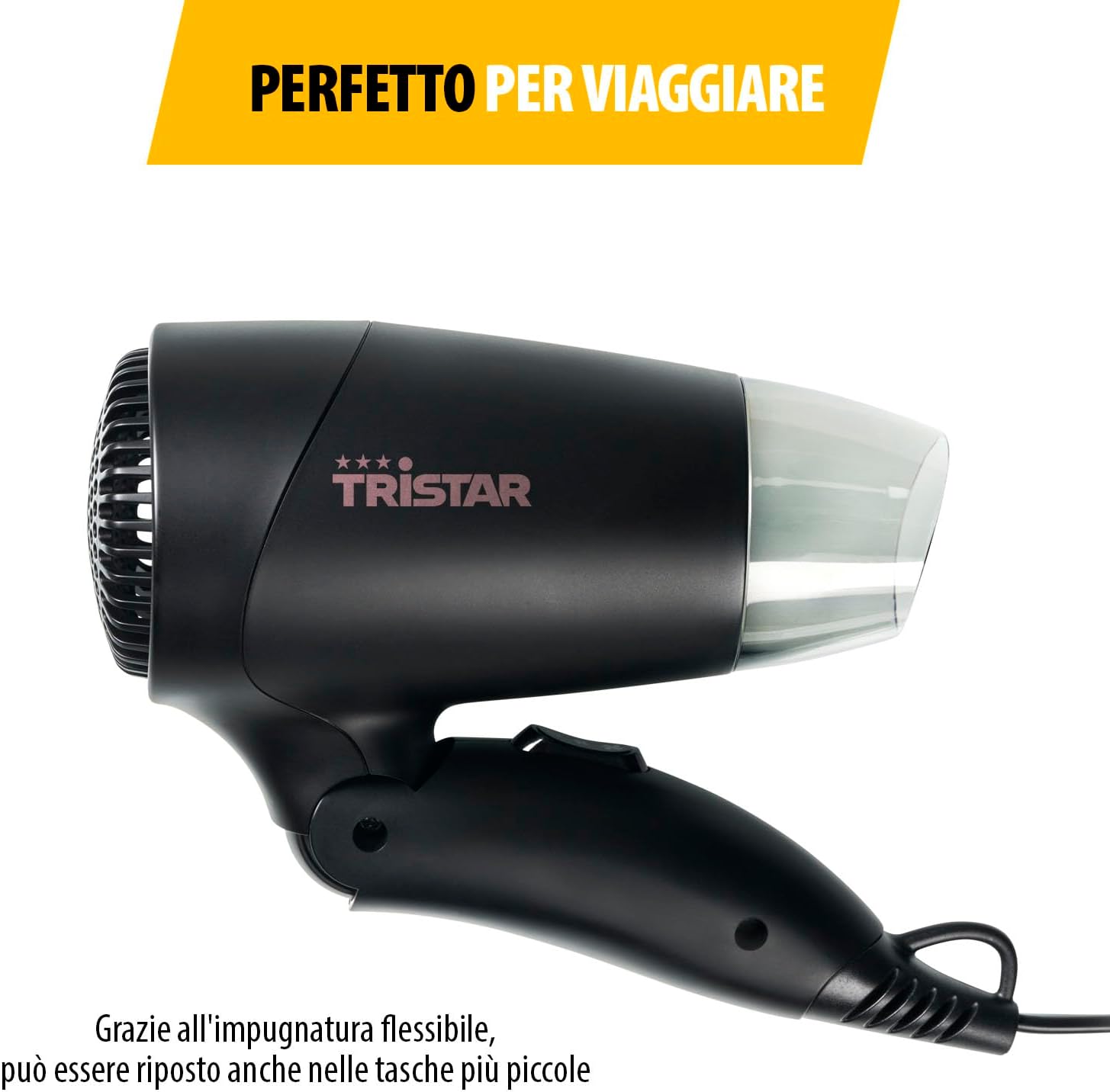 Thumbnail 3 de Tristar HD-2460 asciugacapelli da viaggio da 1200 W con impugnatura pieghevole