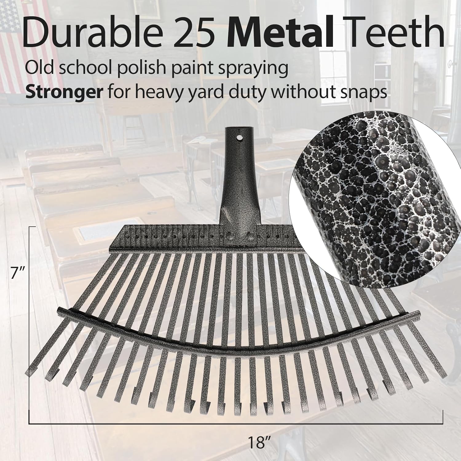 Detalle 2 de Oliynedy leaf rake, adjustable 30–61-inch handle, 18-inch metal head