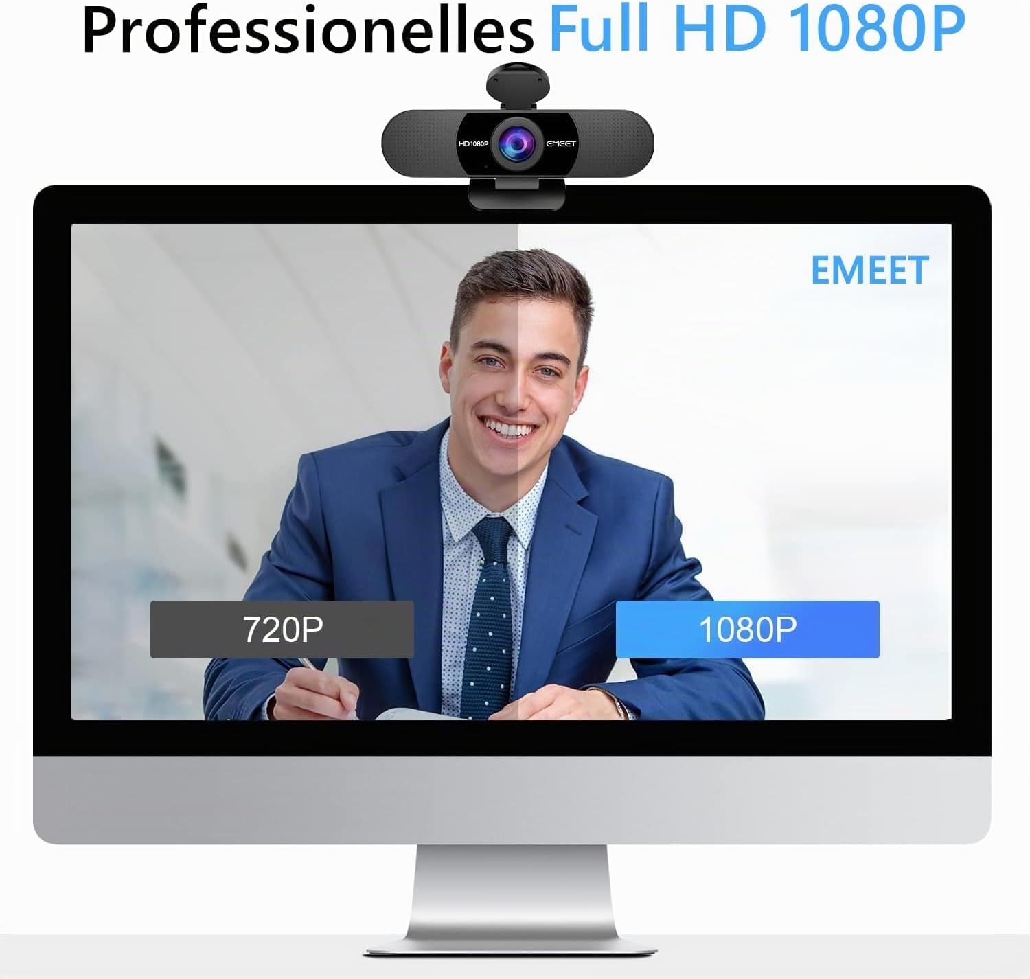 Detalle de EMEET C960 1080P Webcam mit Dual‑Mikrofon 🎥