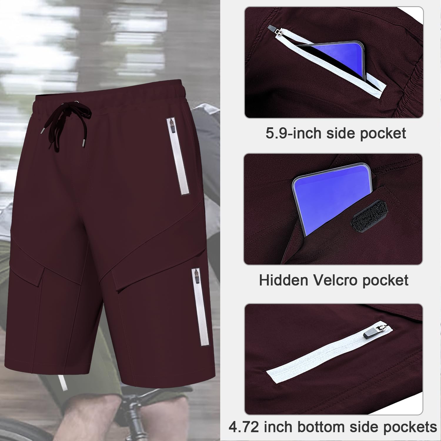 Thumbnail 1 de Lo.gas Radhose Herren Gepolstert Kurz 6 mit Taschen – Atmungsaktiv, bequem und sicher unterwegs