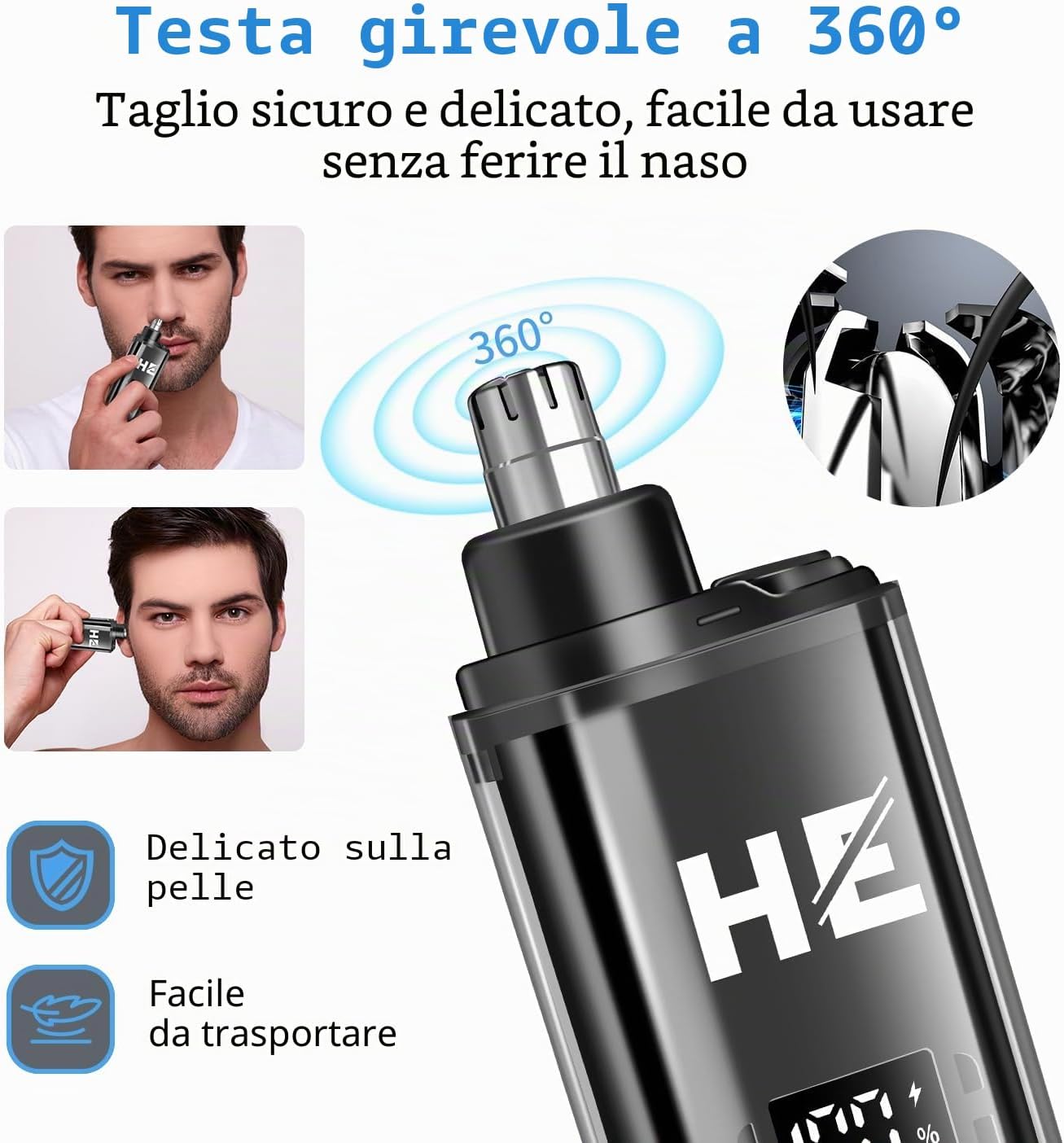 Detalle 2 de HIENA PRO Tagliacapelli Uomo Professionale: Kit completo per taglio, barba e naso