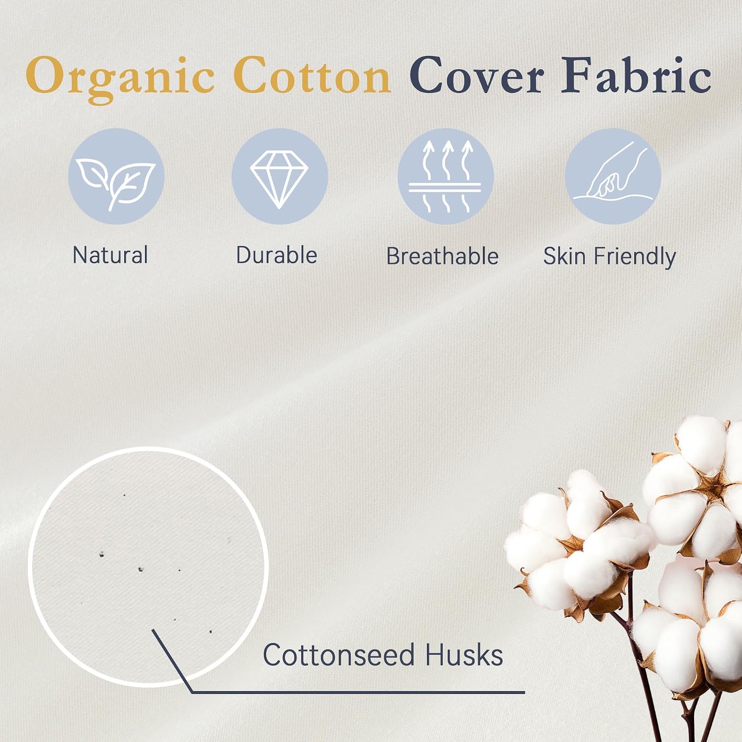 Detalle de puredown Goose Feather Down Pillows, Standard Set of 2 with Organic Cotton Cover