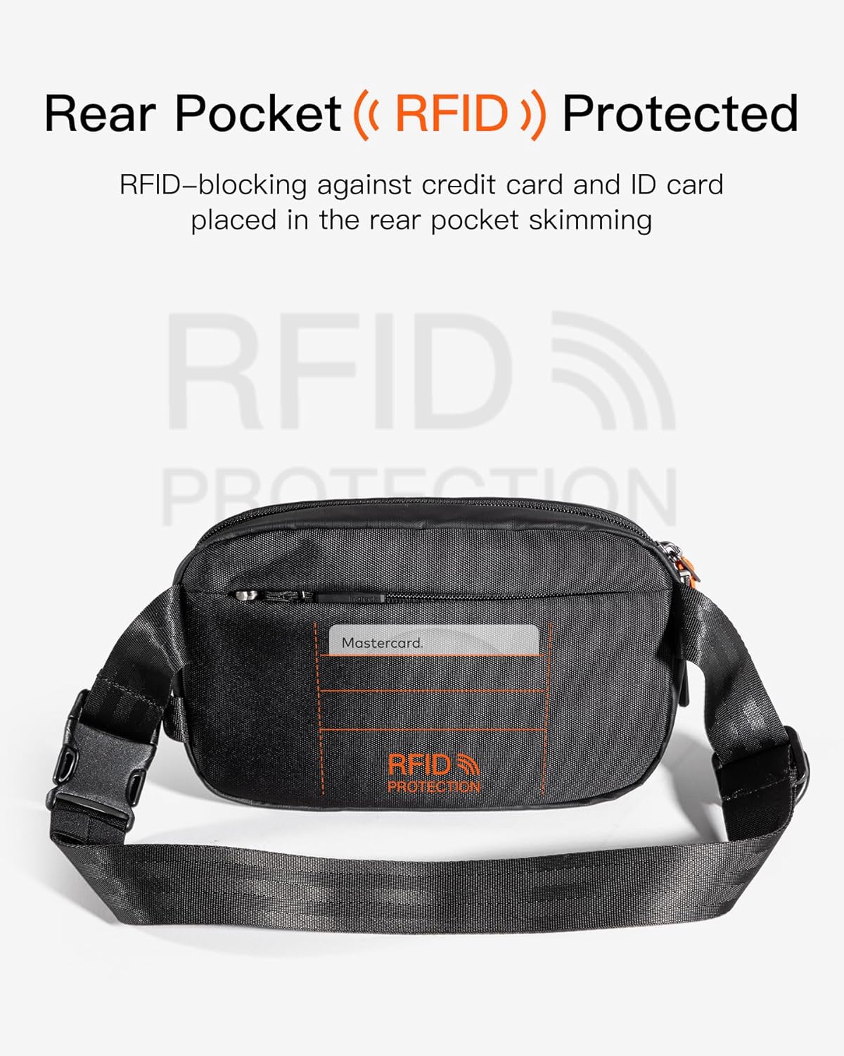 Detalle 2 de Inateck Sling Bag X-Mini: Durable Fanny Pack with RFID Blocking