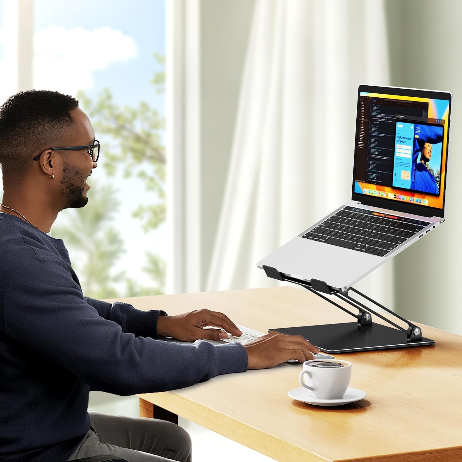 Thumbnail 6 de BESIGN LS10 Aluminum Laptop Stand (LS10) — Ergonomic Adjustable Notebook & Tablet Holder for 10–14" Laptops, Black