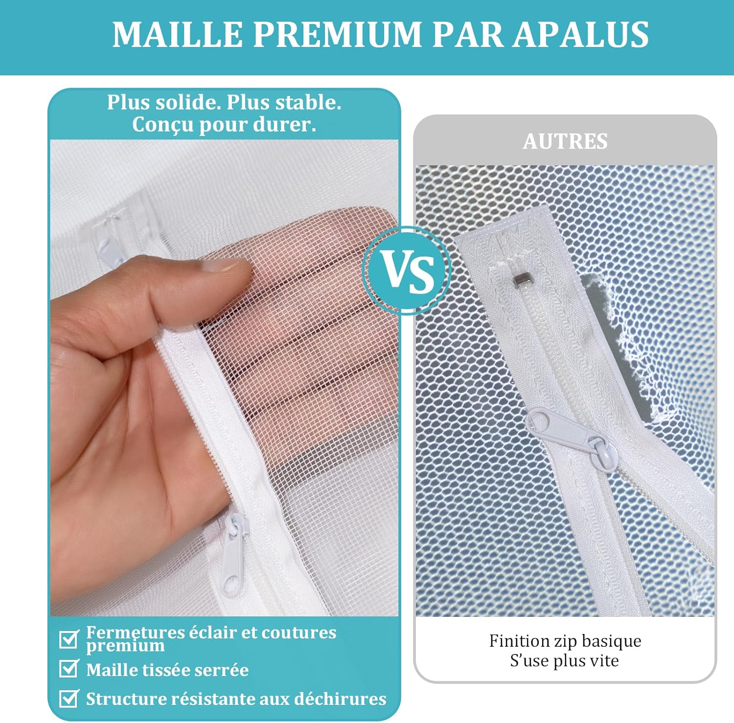 Detalle de Moustiquaire universelle transparente Apalus pour fenêtres — fermeture éclair, découpage jusqu’à 150 x 180 cm, sans perçage
