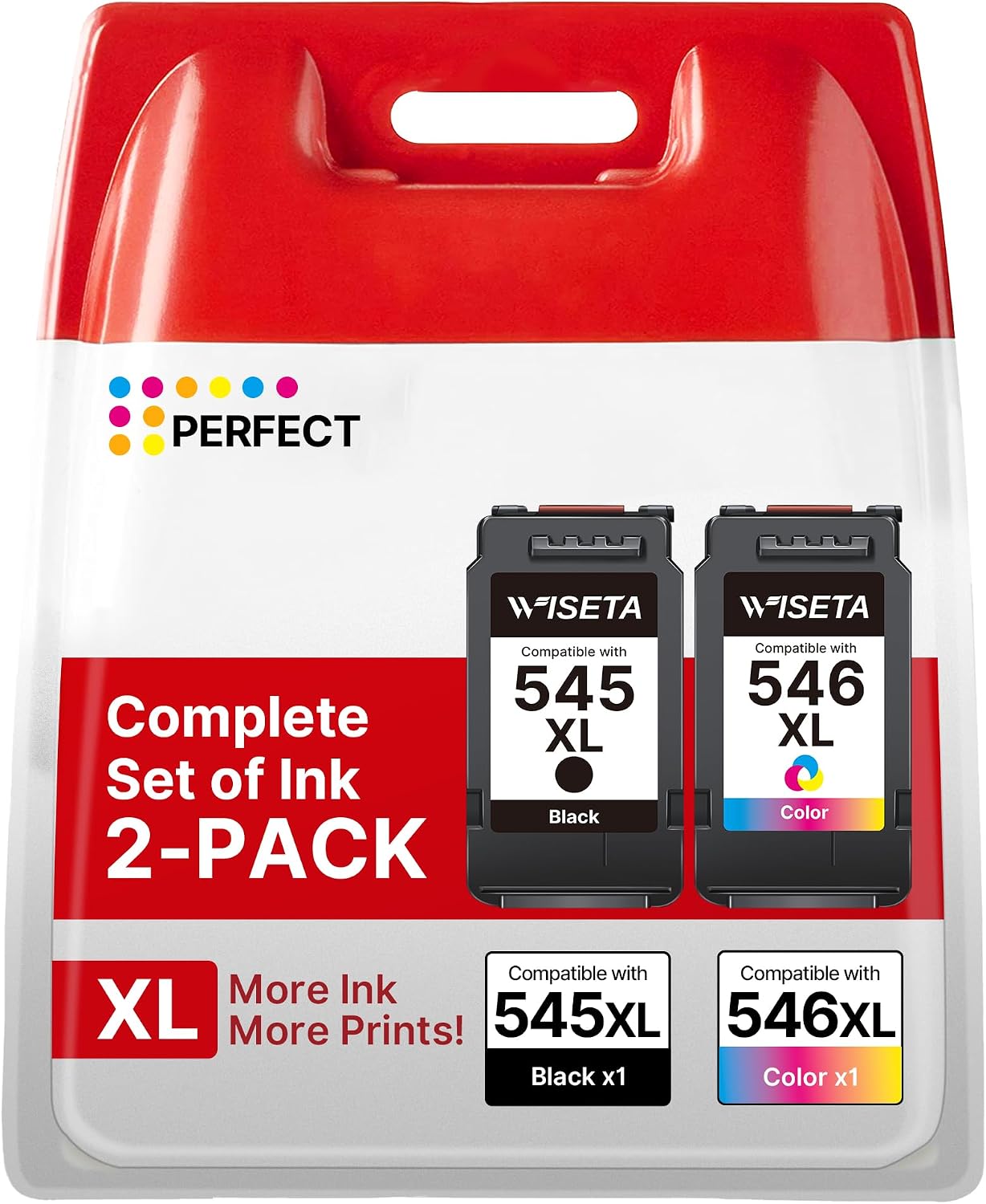 Detalle de WISETA PG-545XL CL-546XL Patronen – Kompatibel für Canon Druckerpatronen (Multipack 545 XL Schwarz + 546 XL Farbe)
