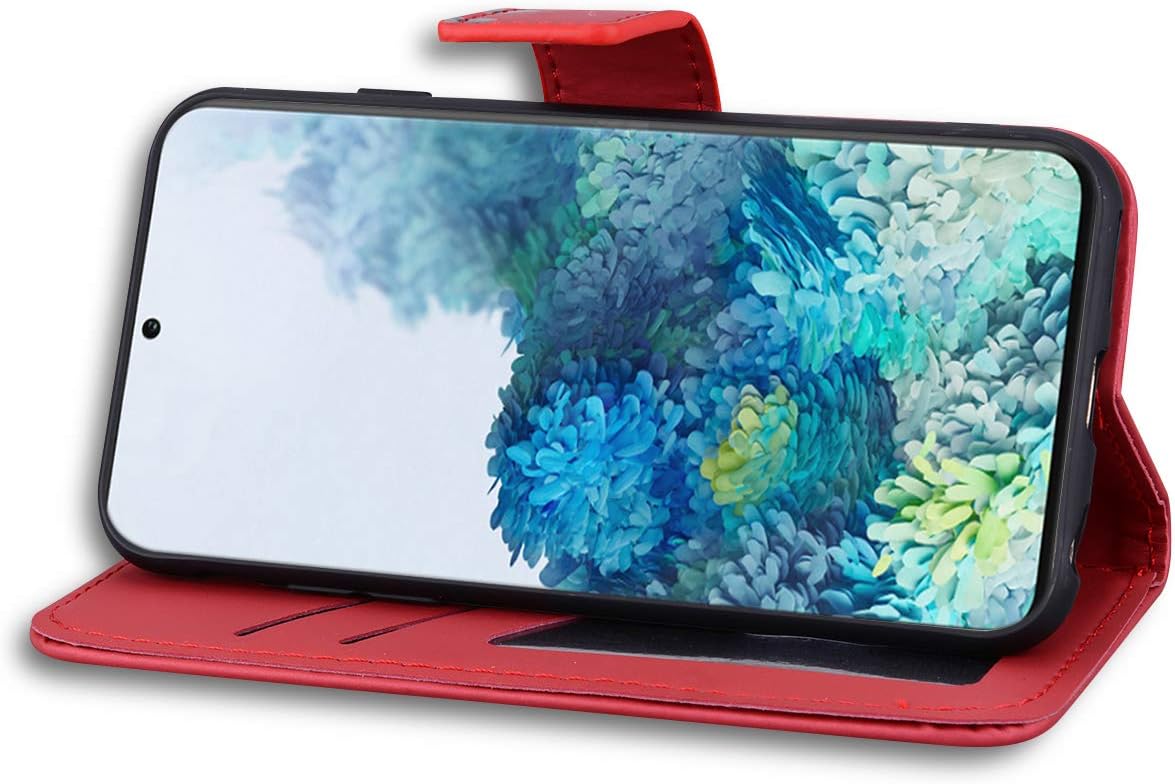 Detalle de Ailisi Galaxy S25 Edge Hülle mit Kartenfach und Ständer – Dunkelrot, PU Leder, Katzen-Design