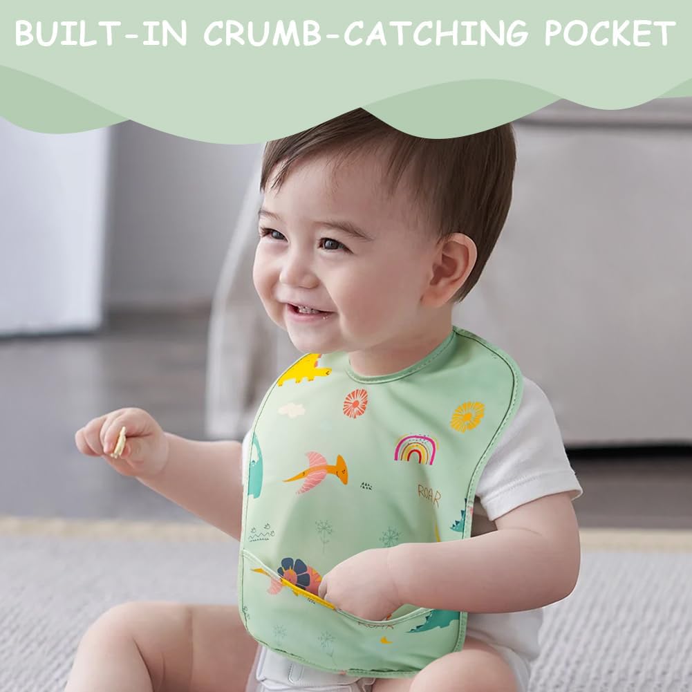 Thumbnail 3 de HOTUT Sleeveless Baby Weaning Bib – Soft, Waterproof Feeding Bib with Crumb Pocket