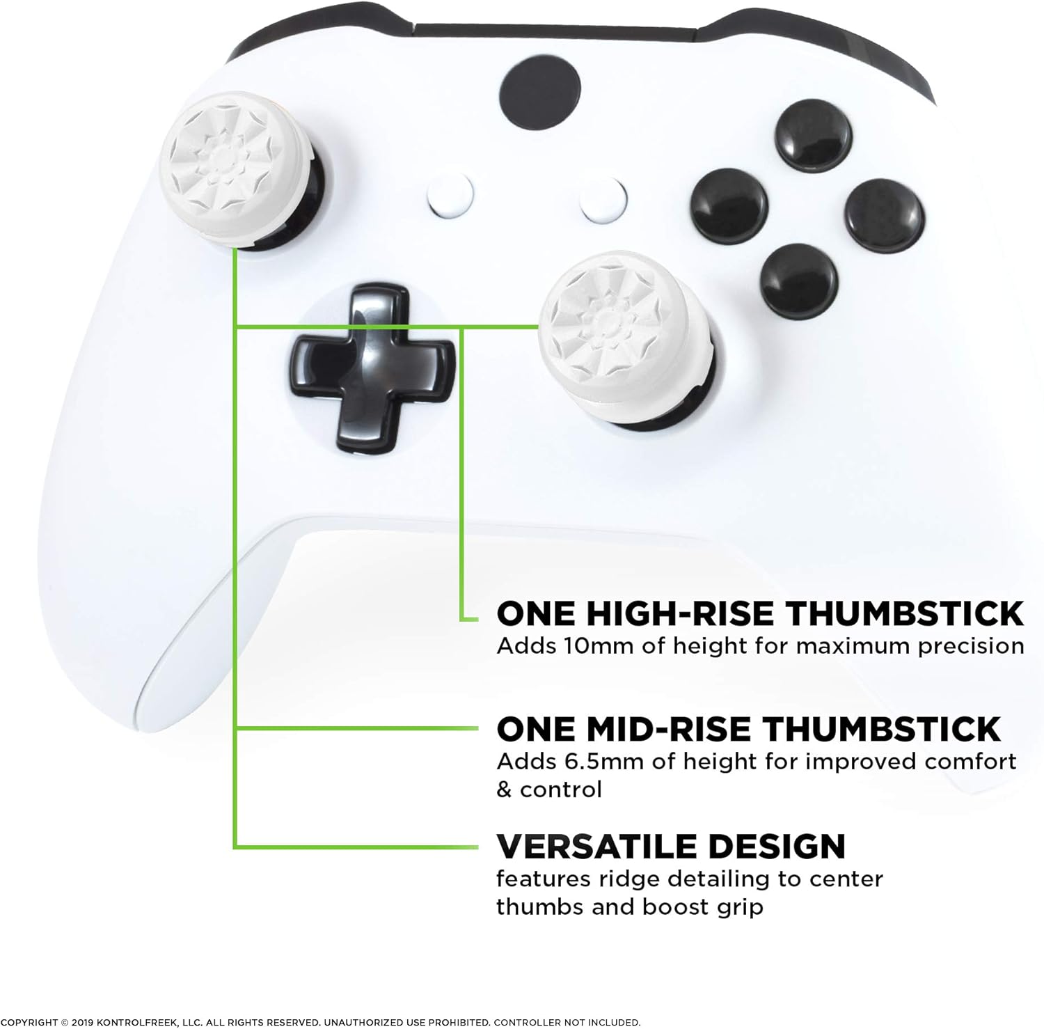 Thumbnail 3 de KontrolFreek FPS Freek Galaxy White Thumbsticks for Xbox One & Xbox Series X Controllers (1 High-Rise, 1 Mid-Rise)
