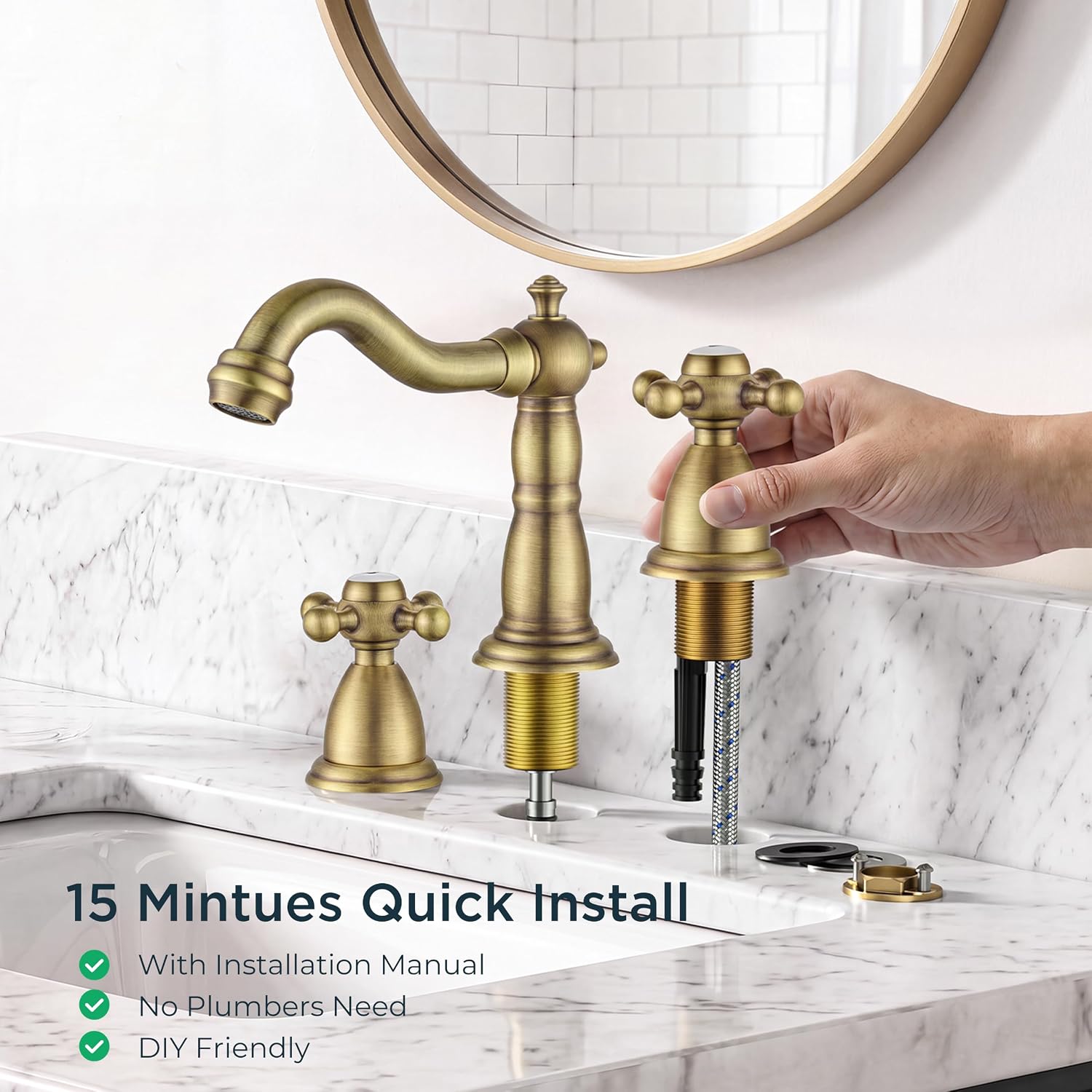 Detalle 1 de FORIOUS Bathroom Faucet, 8-Inch Widespread