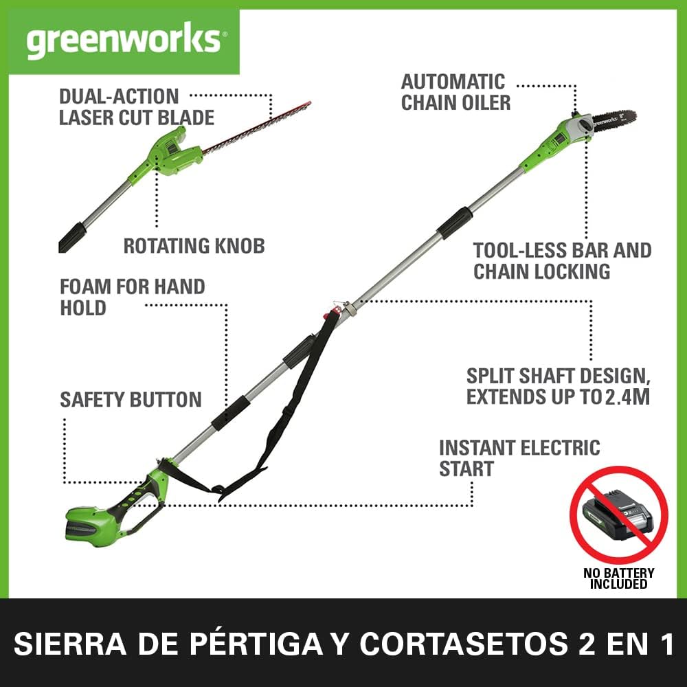 Detalle 2 de Greenworks GD24HT61 cortasetos 61 cm