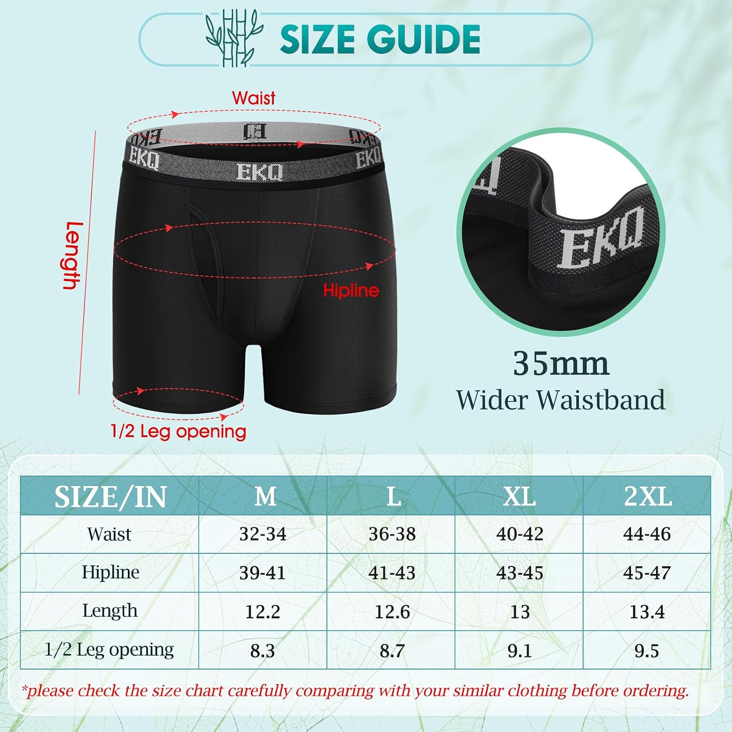 Detalle 2 de EKQ boxershorts för herr i bambu, 7-pack med andningsbar design