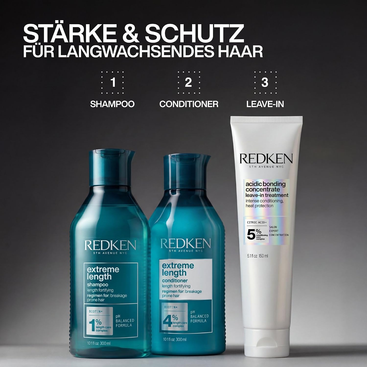 Detalle 2 de Redken Extreme Length Shampoo mit Biotin gegen Haarbruch – für lange & starke Haare (1 x 300 ml)