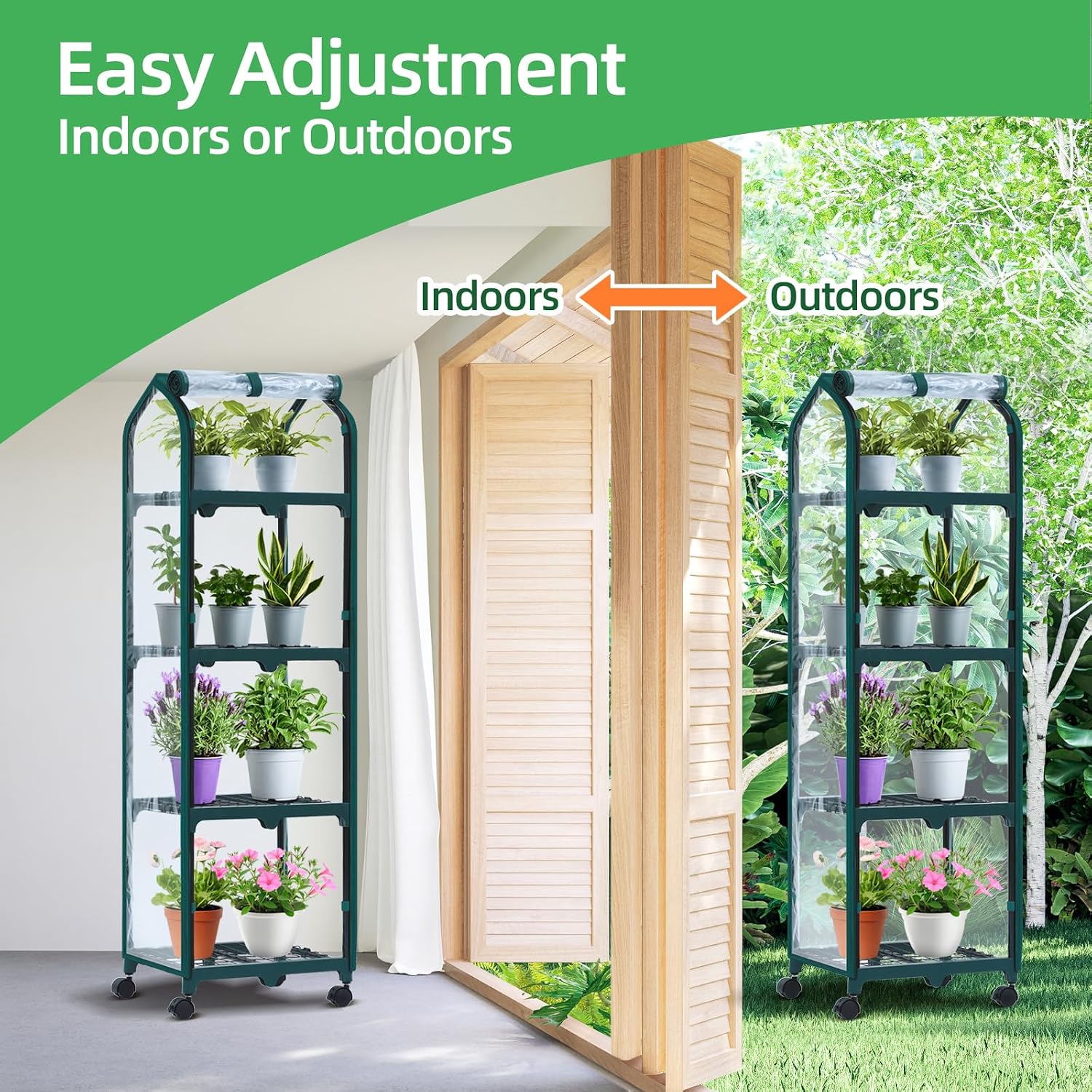 Thumbnail 2 de Ohuhu 4 Tier Mini Greenhouse 69x48x162 cm