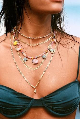 Detalle de SINGULARU Collar Shells de Acero Baño Oro 18K – Cadena 36 cm + 5 cm de alargador
