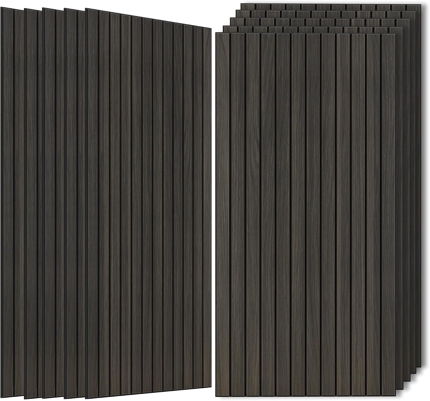Detalle de AUTORIFIC Rustic Walnut Acoustic Panels, 10-Pack, 47.2 x 23.6 in