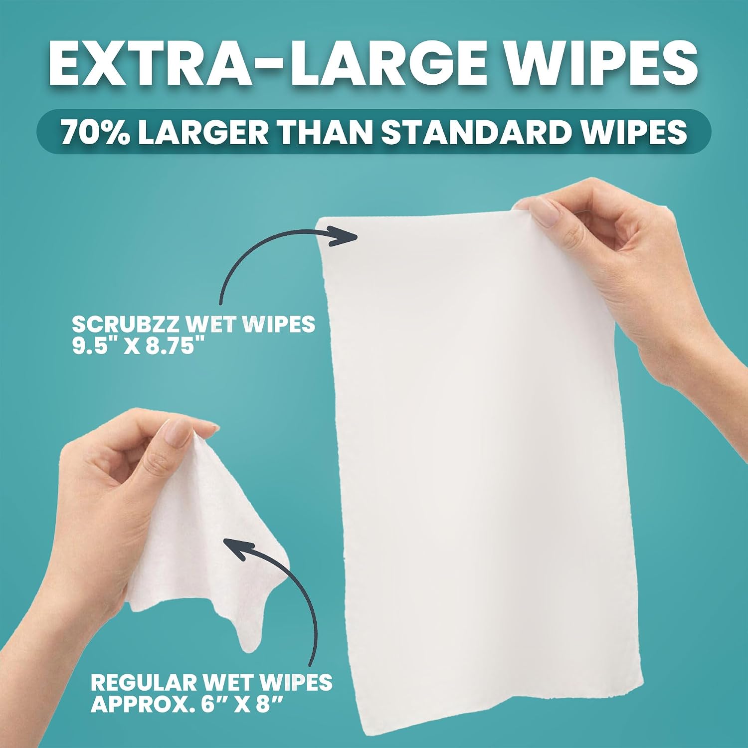Detalle de Extra Large Body Wipes for Adults Bathing No Rinse – 80 Ultra Thick Disposable Shower Wipes