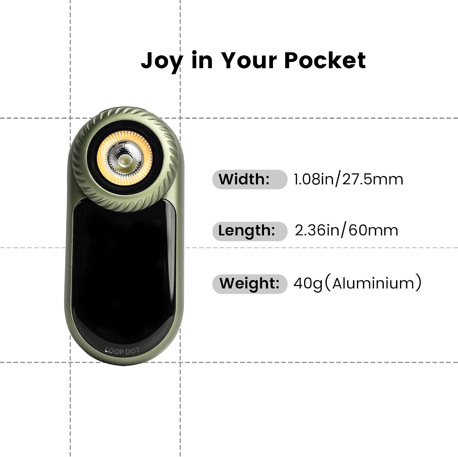 Thumbnail 6 de LOOP GEAR LOOPDOT Rechargeable EDC Torch (Green) — 400-lumen mini flashlight with RGB pixel display