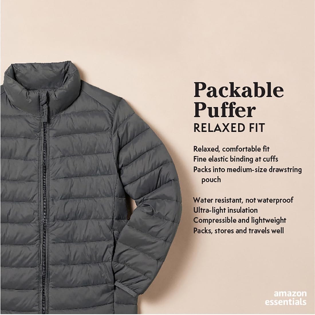 Detalle de Amazon Essentials Lightweight Puffer Jacket