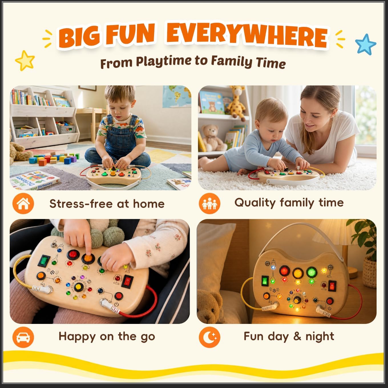 Thumbnail 5 de Flycoost Busy Board with LED Light Switches — Montessori-Inspired Wooden Sensory Toy for 1–3 Year Olds