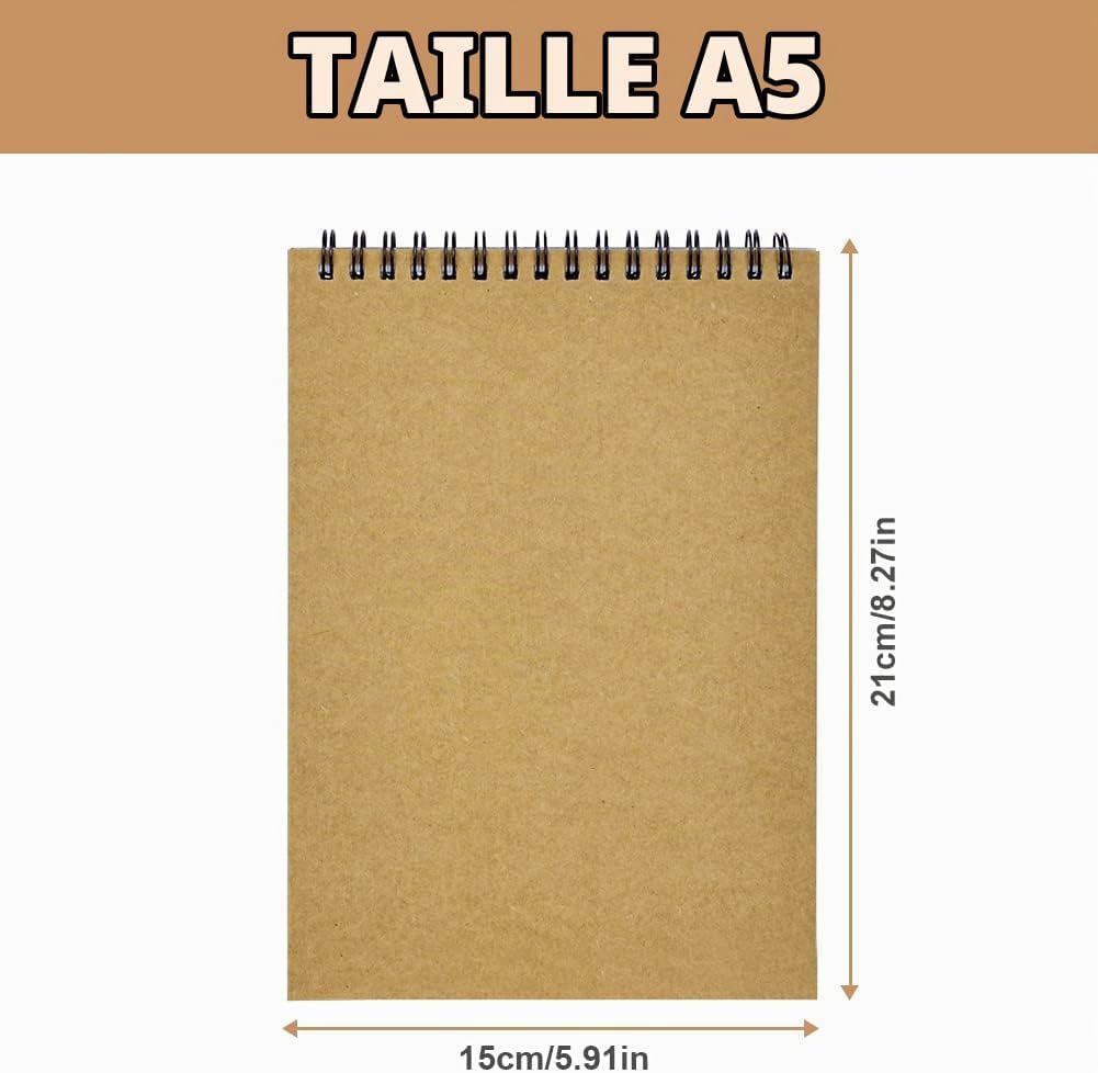 Detalle 2 de OFFCUP Skizzenbuch A5-schetsboek, 160 g/m², spiraalbinding, set van 2