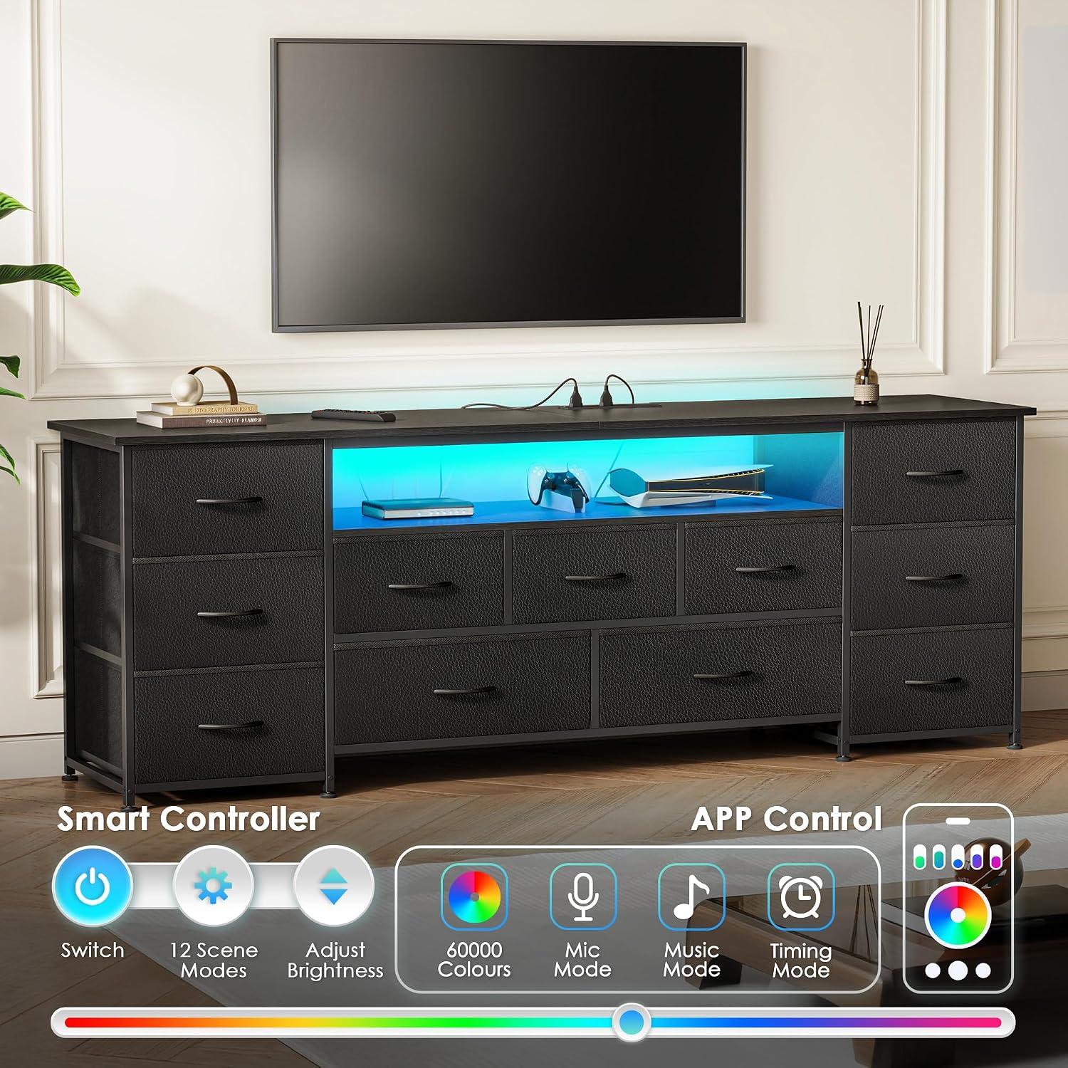 Thumbnail 3 de Huuger Large TV Stand for 70 Inch TV