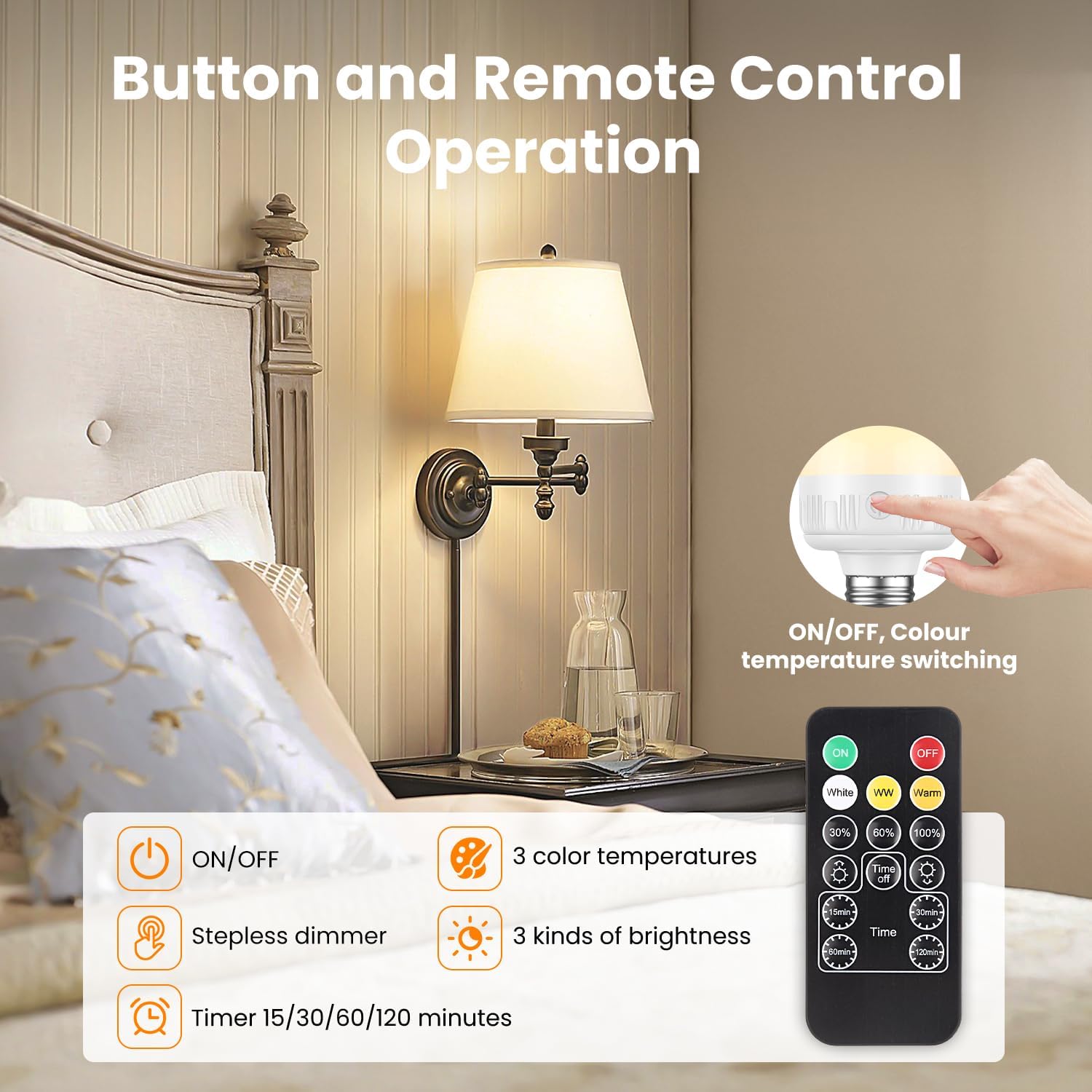 Thumbnail 3 de LGMCF Rechargeable E27 Dimmable Light Bulb with Magnetic Base and Remote Control