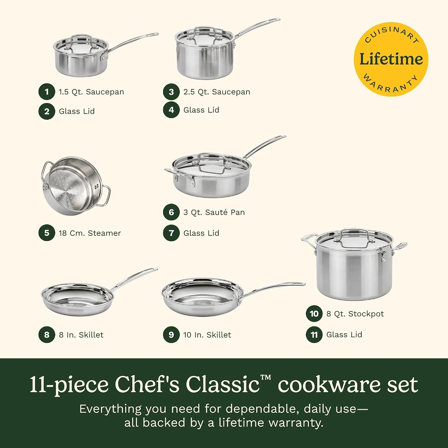 Detalle de Cuisinart Chef’s Classic 11-piece cookware set