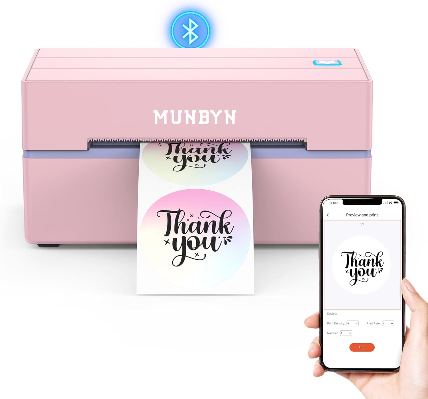 Detalle de MUNBYN 130B Bluetooth Thermal Label Printer 4x6