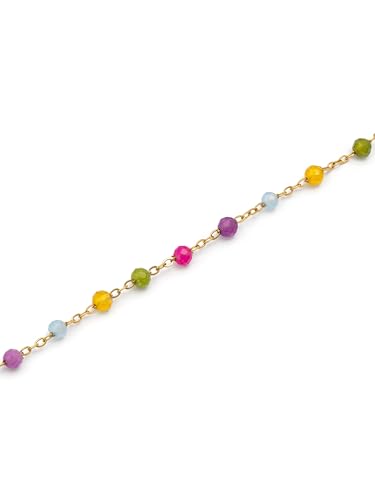 Detalle de SINGULARU Stella Color: Collar Stella Color de Acero Inoxidable con baño en oro 18 Kt y piedras naturales