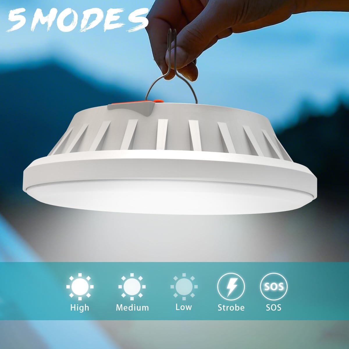 Thumbnail 1 de 2 Pack Solar & USB Camping Lights with Remote Control (IPX7) – 120 LED outdoor tent lamp with emergency charging