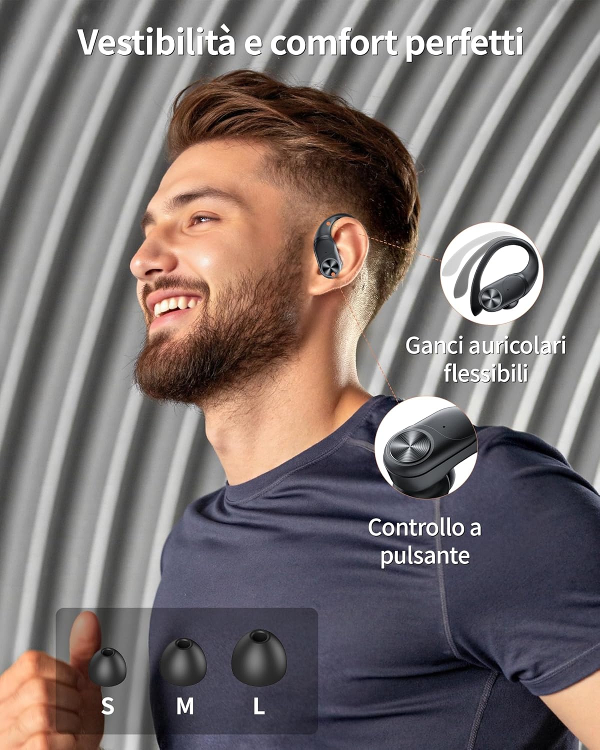 Thumbnail 1 de ECLVOX Cuffie Bluetooth Sport 5.3 80 ore